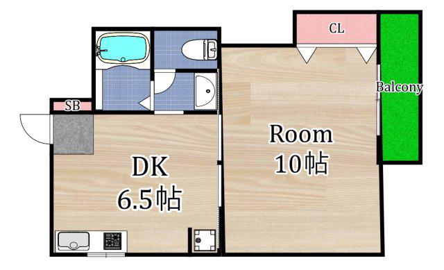 ハイムさとう(1DK/4階)の間取り写真