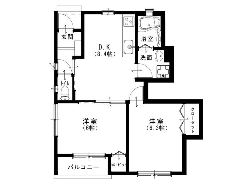 ルネス吉岡40号地(2DK/1階)の間取り写真