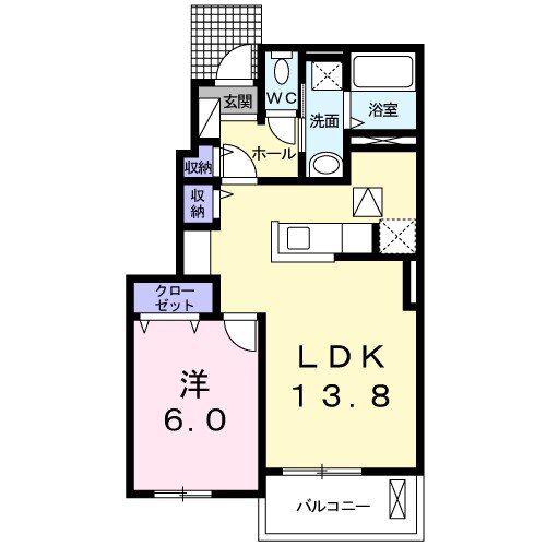 ルミエールI(1LDK/1階)の間取り写真