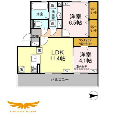 ヴェルドミール蓮台寺(2LDK/1階)の間取り写真