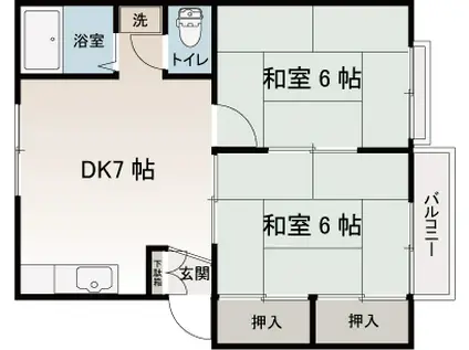 トラリュームシン(2DK/2階)の間取り写真