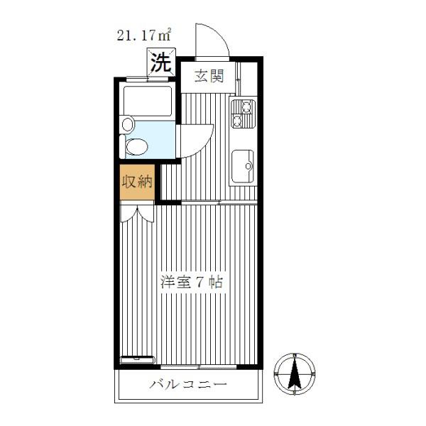 プレステージ弥生町(1K/2階)の間取り写真