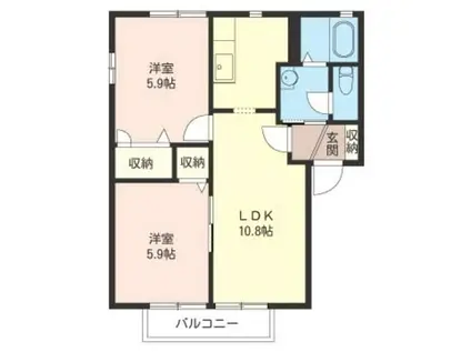 ブライトリーフA(2LDK/1階)の間取り写真