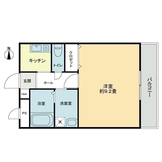 ガレージライフ高松東(1K/2階)の間取り写真