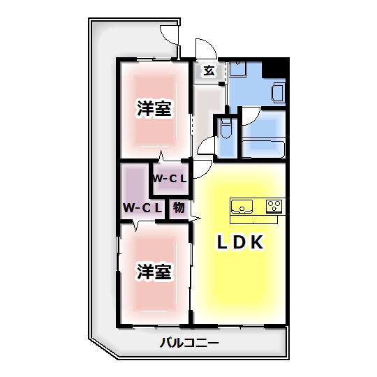 メゾン錦II(2LDK/4階)の間取り写真