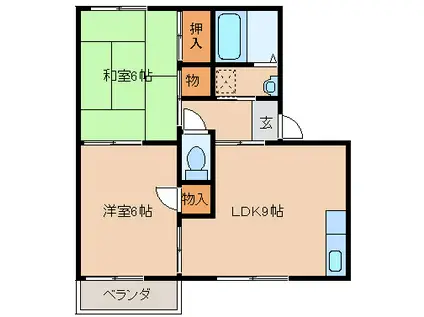 ハミング川原(2LDK/2階)の間取り写真