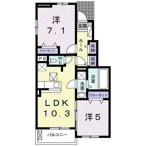 スプリーム・レジデンス I(2LDK/1階)の間取り写真