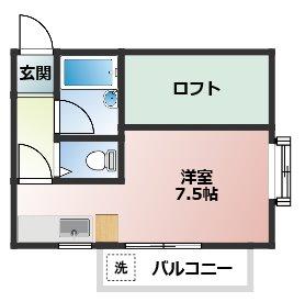 プレシジョンウイング(1K/2階)の間取り写真