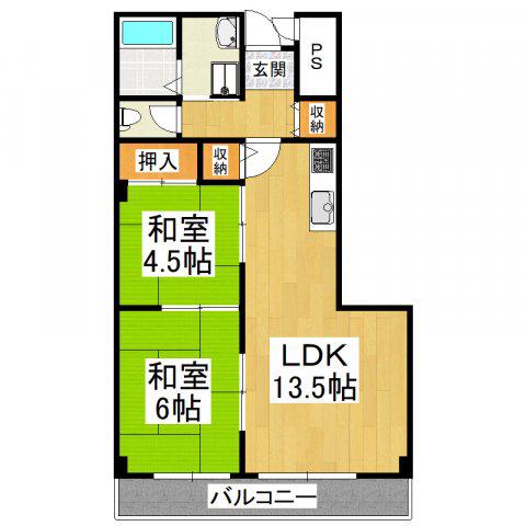 メルクマール・深阪(2LDK/3階)の間取り写真