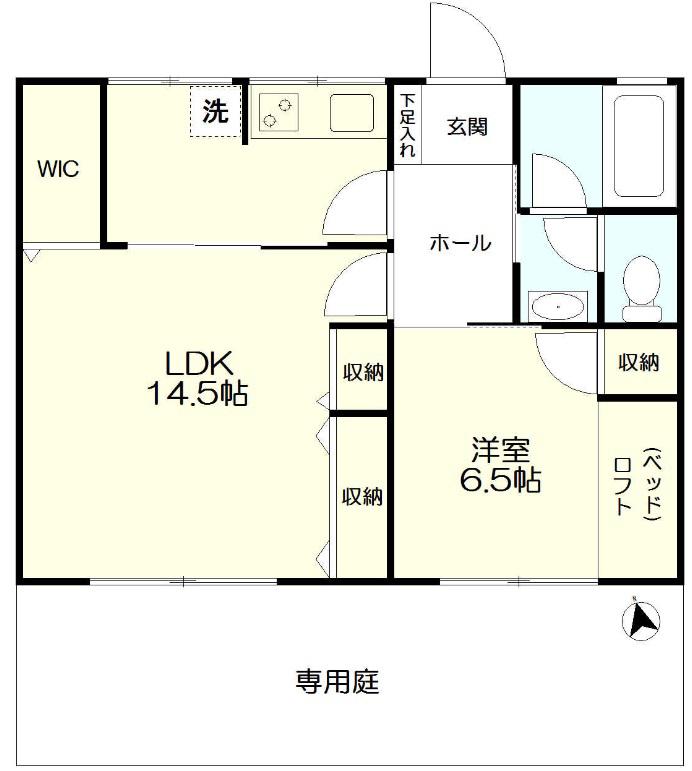 HOUSE SEEDII(1LDK/1階)の間取り写真