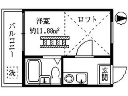 ライフピアフィースト(1K/2階)の間取り写真