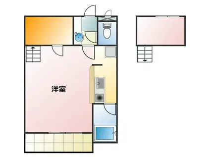 セザンヌ牧野(ワンルーム/2階)の間取り写真