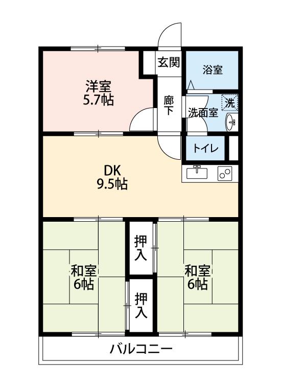 メゾンむつな(3DK/2階)の間取り写真