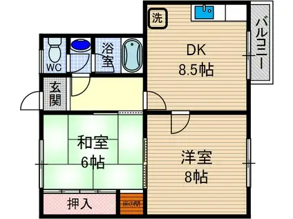 リブレ三光III(2DK/2階)の間取り写真