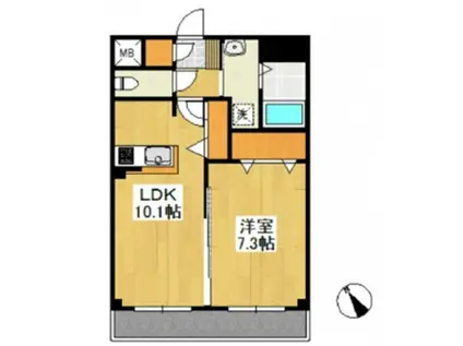 フォブール放駒(1LDK/2階)の間取り写真