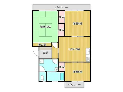 コーポラス外輪崎(3DK/4階)の間取り写真