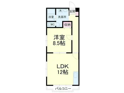 フォンテーヌ(1LDK/1階)の間取り写真