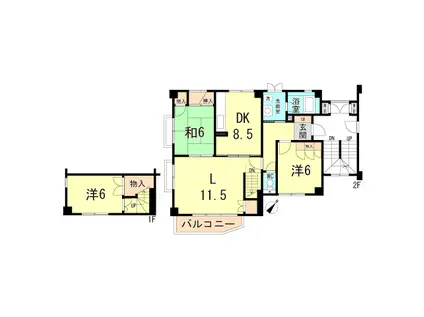 ハイム北野B棟(3LDK/1階)の間取り写真