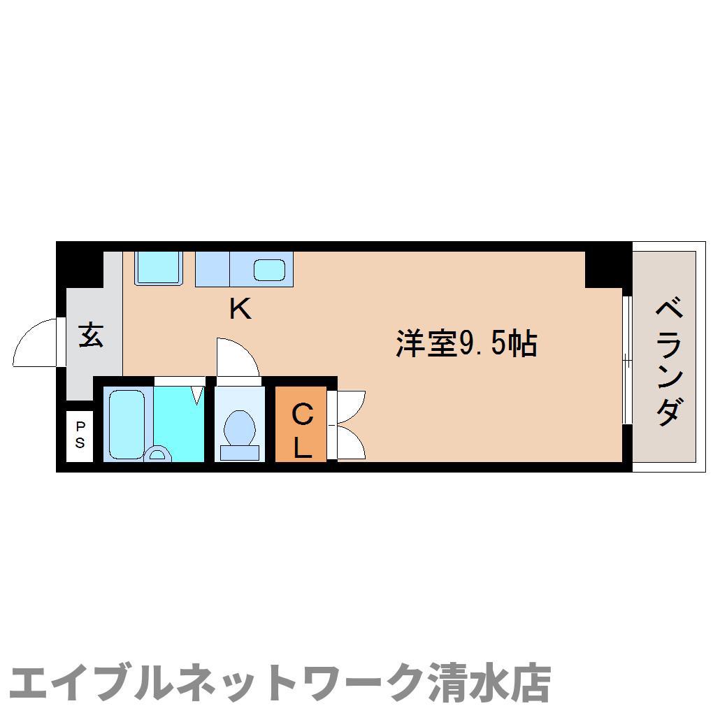 プラザハイツ清水 A(ワンルーム/5階)の間取り写真