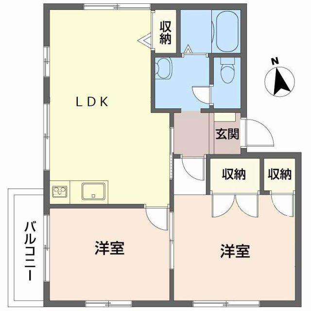 ヴィラ・イーグレット(2LDK/2階)の間取り写真