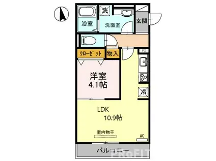 グランシャリオ夕陽丘(1LDK/3階)の間取り写真