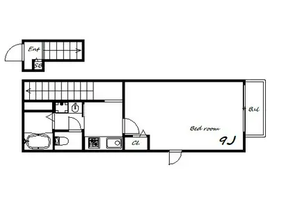 ラフィーネ神戸 ノース WING(1K/2階)の間取り写真