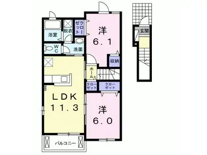 パストラル レーンB(2LDK/2階)の間取り写真
