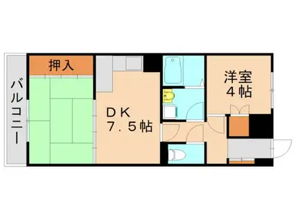 陣山スカイマンション(2DK/4階)の間取り写真