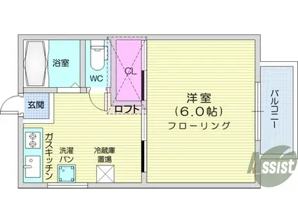 越路第一コーポナバタ(1K/1階)の間取り写真