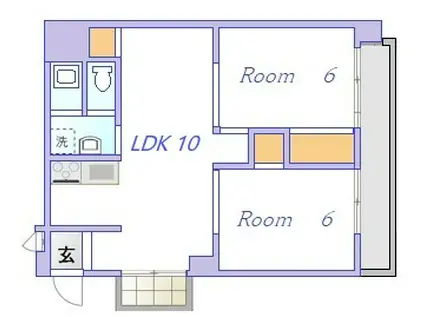 プラージュ新北(2LDK/2階)の間取り写真