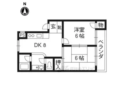 サンヴェール相国(2DK/1階)の間取り写真