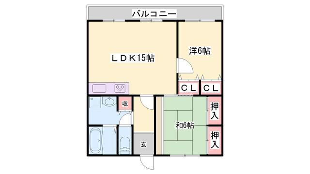 ロワイヤル京見橋(2LDK/3階)の間取り写真