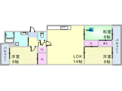 ピュアハイツ明石(3LDK/4階)の間取り写真