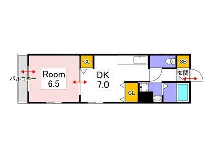 プリムール(1DK/2階)の間取り写真