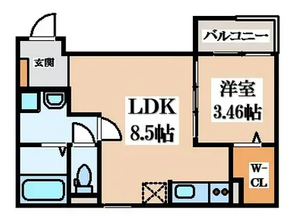 FSTYLE八尾北本町2号館(1LDK/2階)の間取り写真