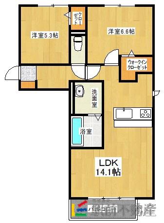 ディアレストコート大和(2LDK/2階)の間取り写真