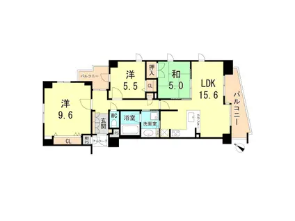 ワコーレ本山田中町(3LDK/3階)の間取り写真