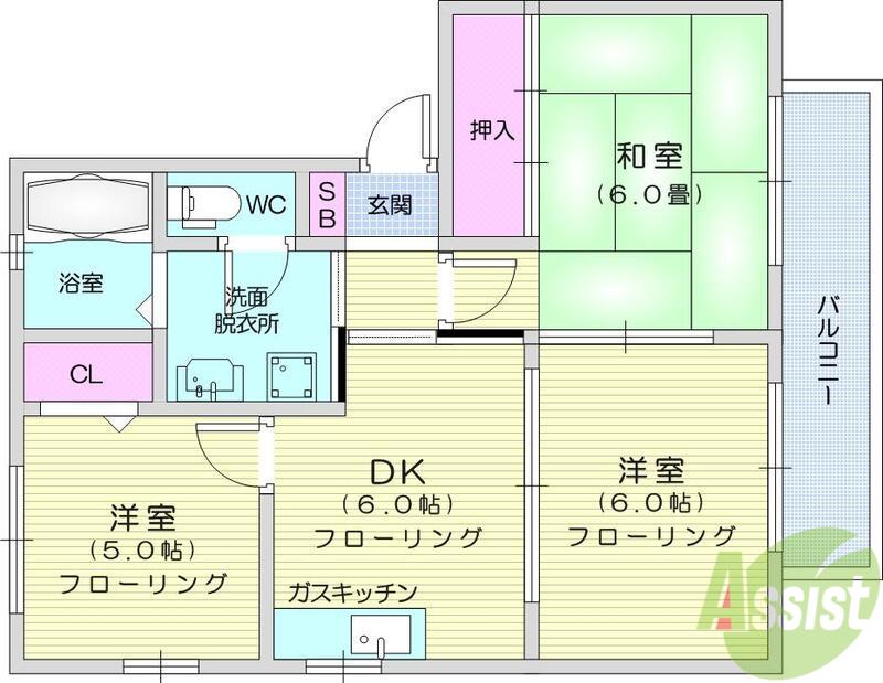 ビューラーシャトルトマト(3DK/1階)の間取り写真