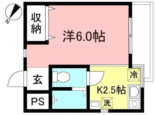 グランドハイツ山喜(1K/2階)の間取り写真