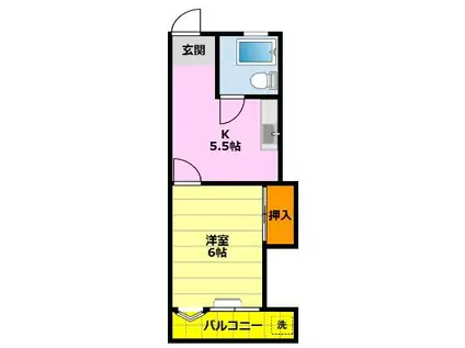 グレースハイツ(1K/2階)の間取り写真