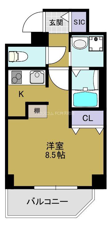 N Sマンション港(ワンルーム/4階)の間取り写真