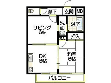 ウィールシルベスタス(2DK/1階)の間取り写真
