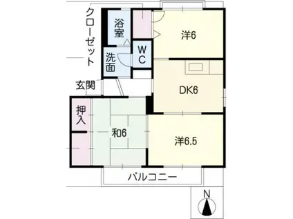 ラ・ポール波須B棟(3DK/2階)の間取り写真