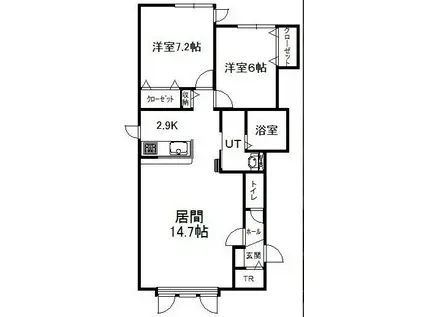 エルヴィータ(2LDK/1階)の間取り写真