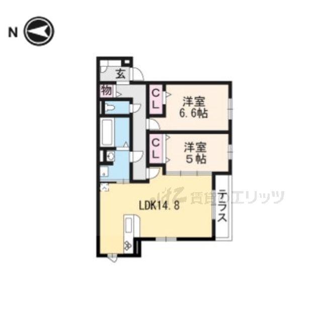 MAUVE上中条(2LDK/2階)の間取り写真