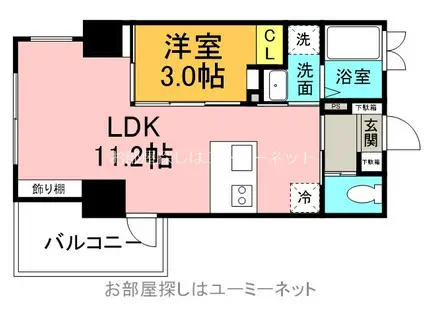 LANDMARK城西本通(1LDK/8階)の間取り写真
