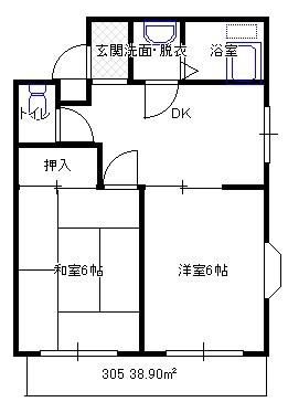 エルムハイツ(2DK/3階)の間取り写真