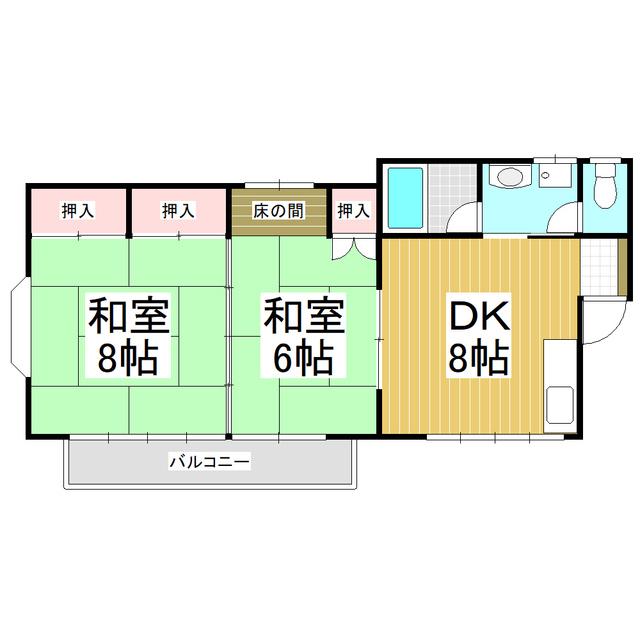 リバーサイド角間(2DK/2階)の間取り写真