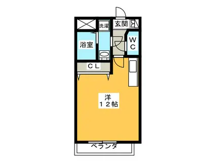 クレセントムーン(ワンルーム/1階)の間取り写真