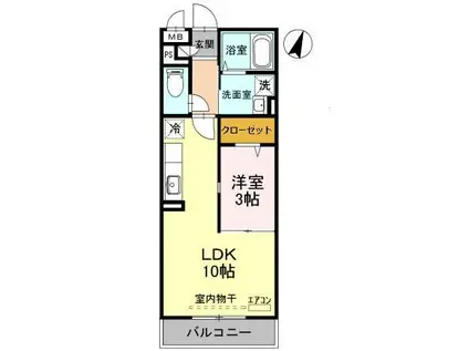 ヴェルドミールⅠ(1LDK/3階)の間取り写真